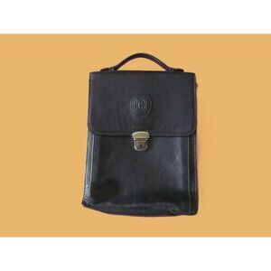 Ceancarel Black Leather Messenger Briefcase Bag with Handle